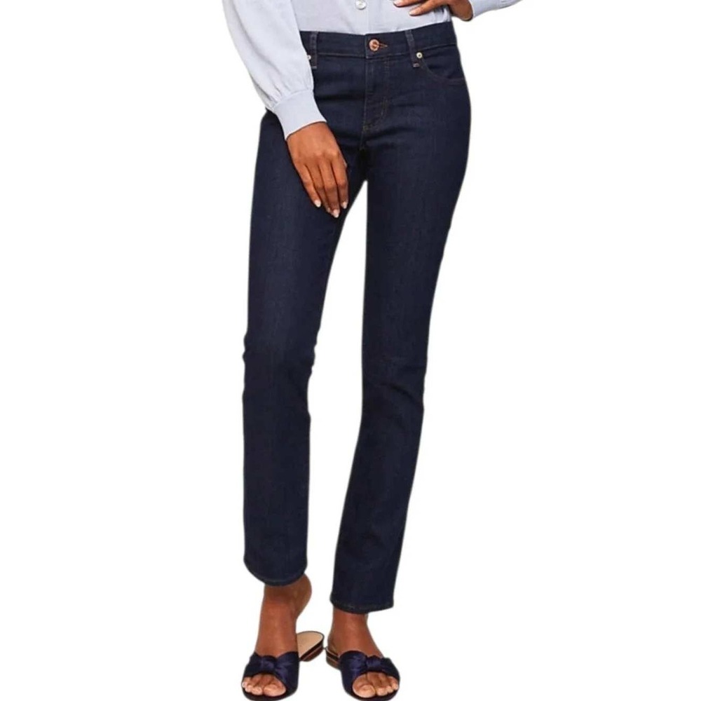 LOFT Modern Straight Jeans Women 28/6 Blue Excellent Dark Wash Stretch